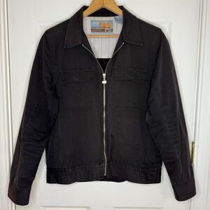 Paul Frank Bomber Utility Jacket Black Cotton Lightweight Full Zip Size Large